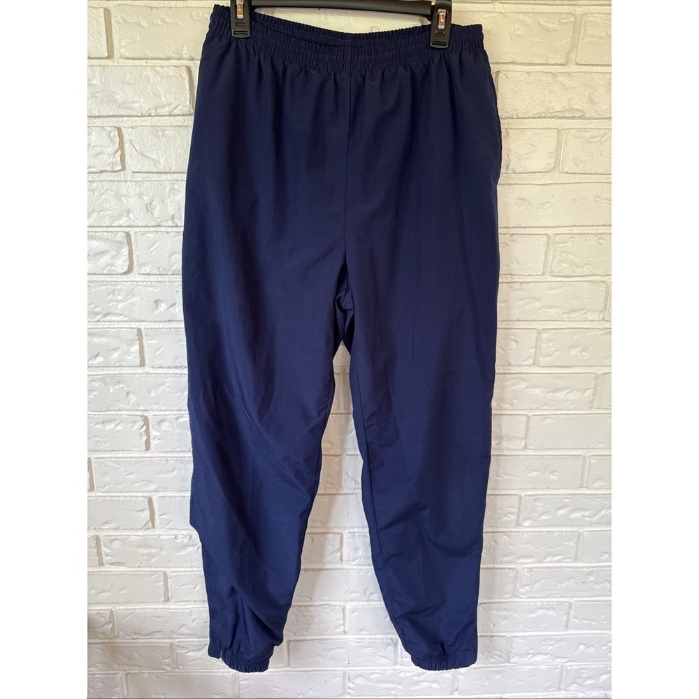 VTG East West Men's Nylon Track Pants Navy Sz M Lined Zip/Elastic Ankle